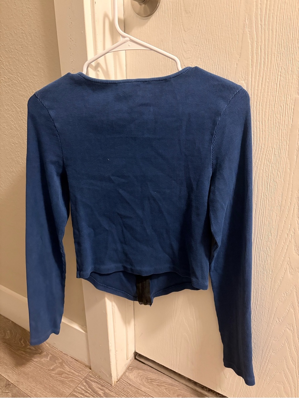 Topshop Royal Blue Zip-Front Ribbed Jacket - Picture 2 of 2